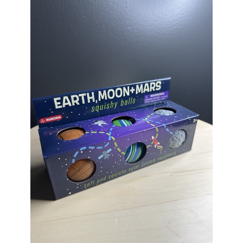 Aurora® Toys Engaging Earth, Moon, Mars Squishy Sensory Balls (3) Toy NIB 🌎